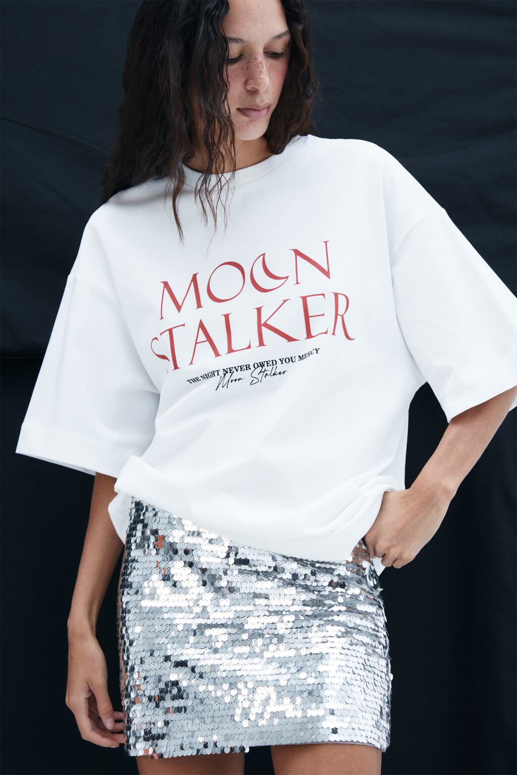 Футболка oversize плотная с принтом - цвет белый - 2