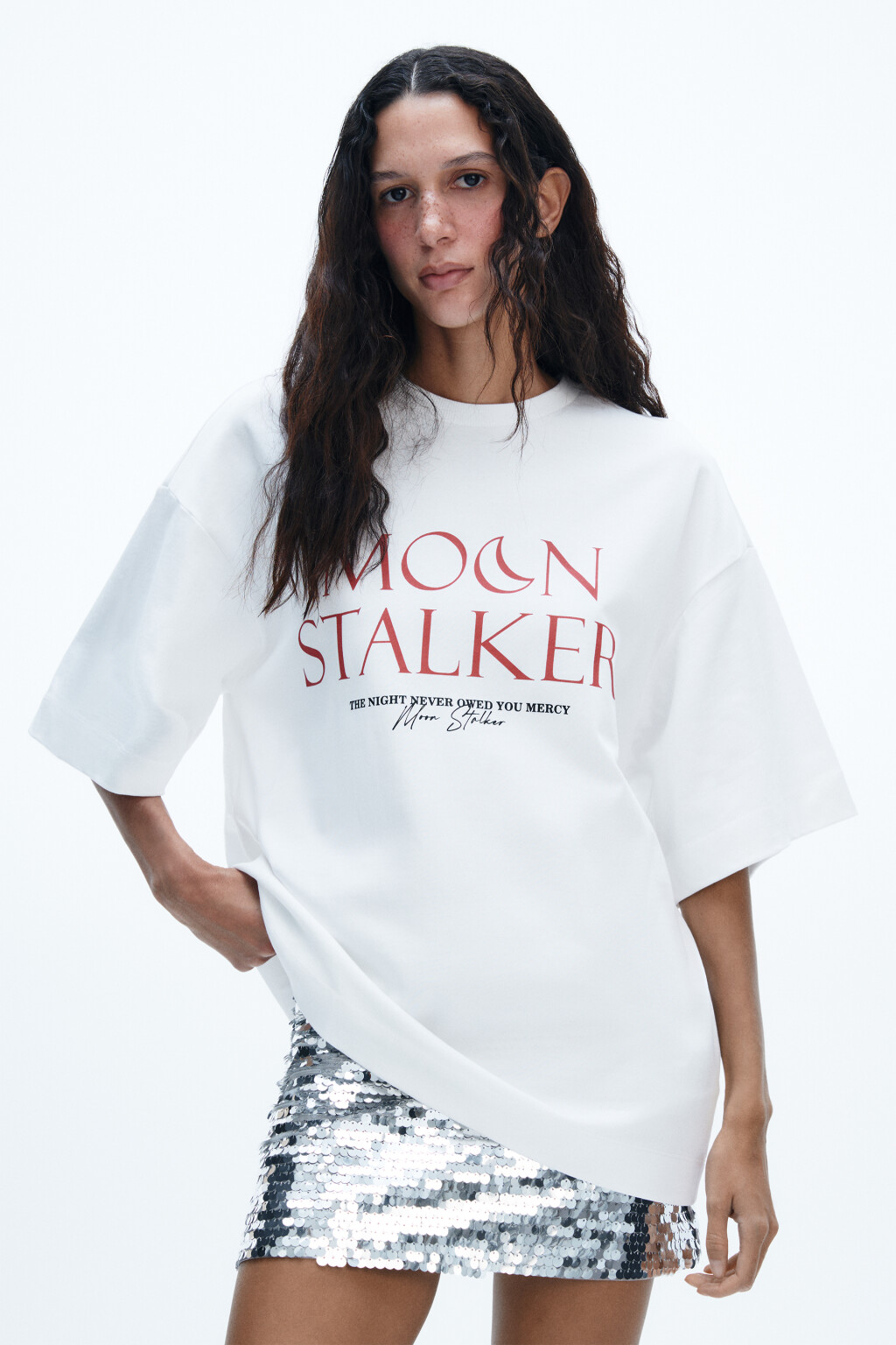 Футболка oversize плотная с принтом - цвет белый - 3