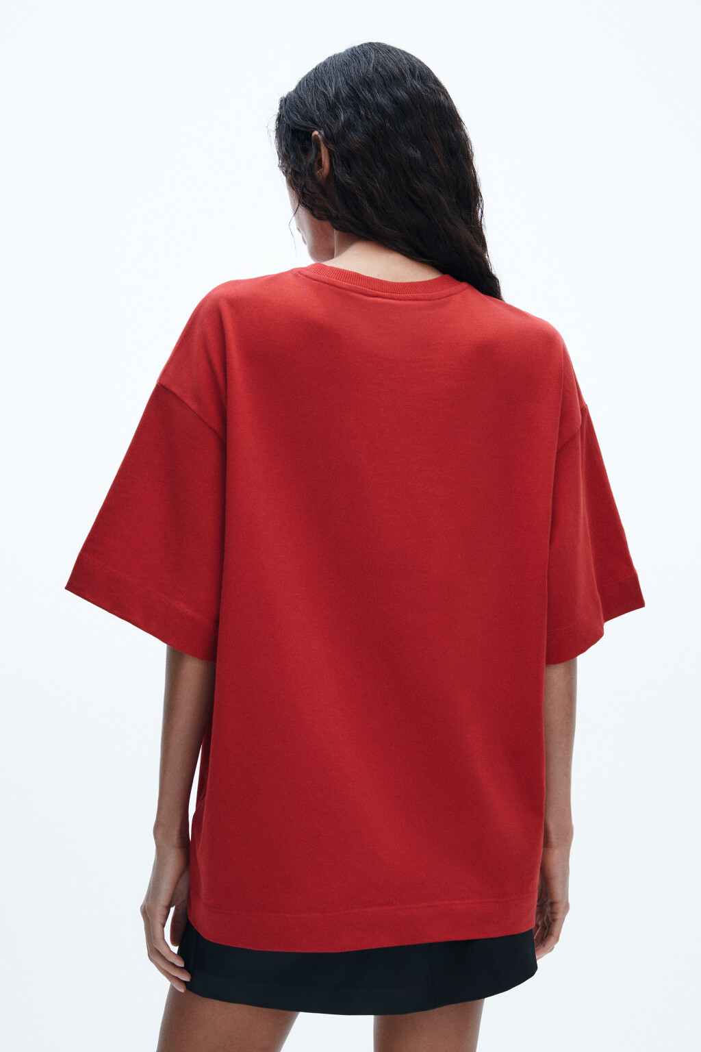 Футболка oversize плотная с принтом - цвет красный - 3