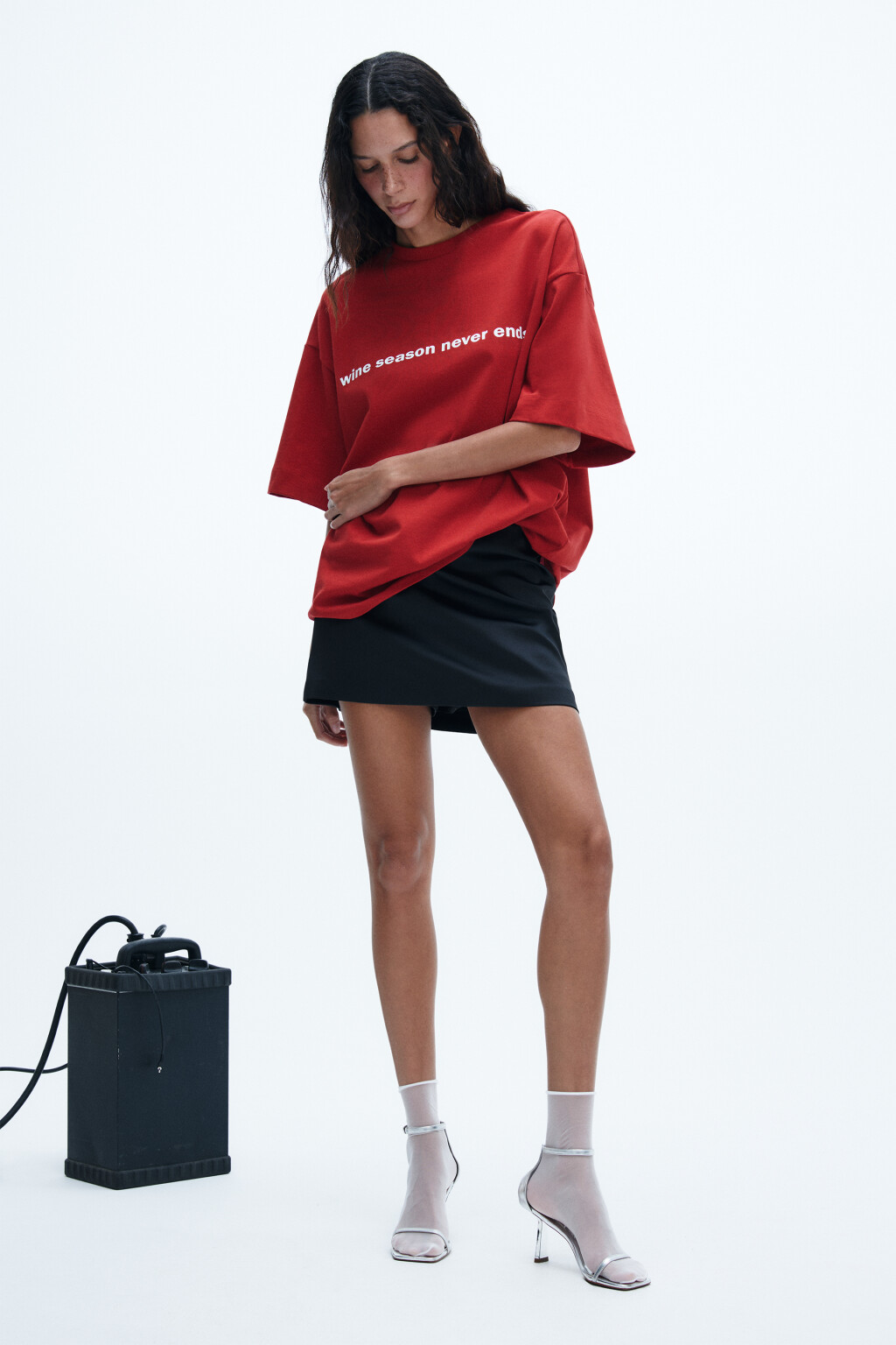 Футболка oversize плотная с принтом - цвет красный - 4