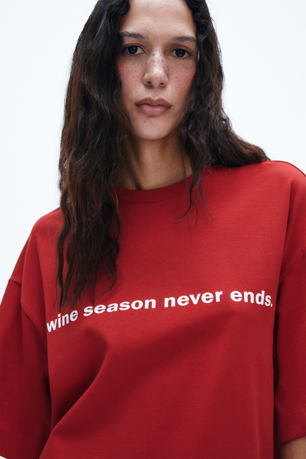 Футболка oversize плотная с принтом - цвет красный - 5