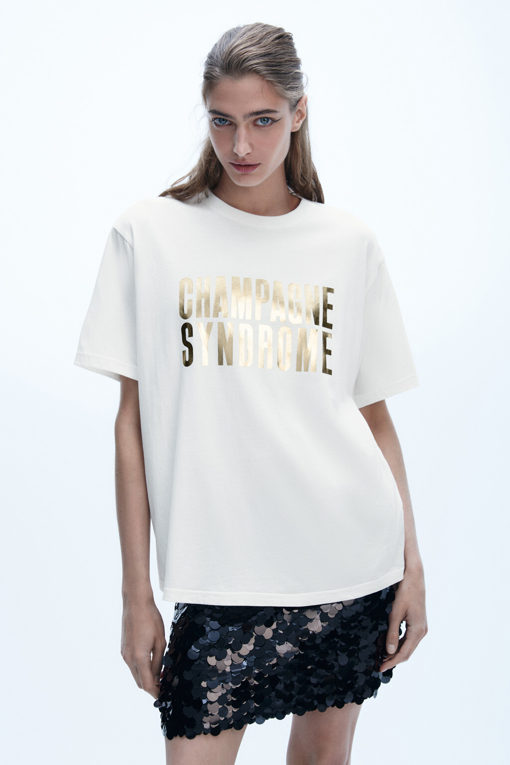 Футболка новогодняя с надписью - цвет белый - 2