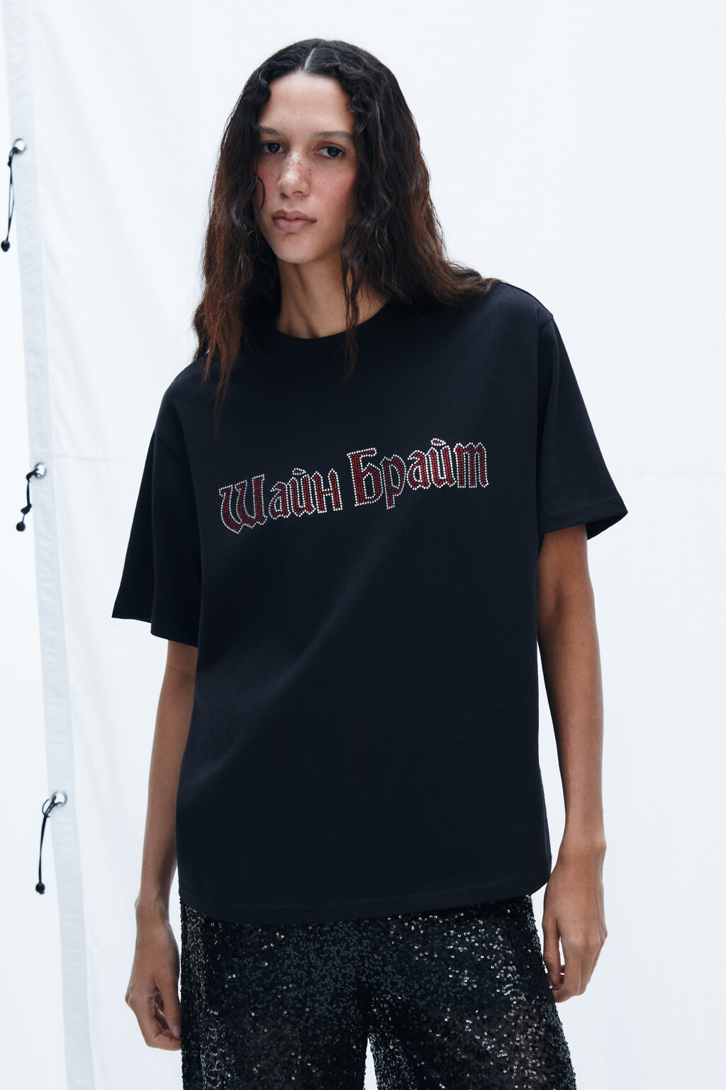 Футболка новогодняя с надписью - цвет черный - 2