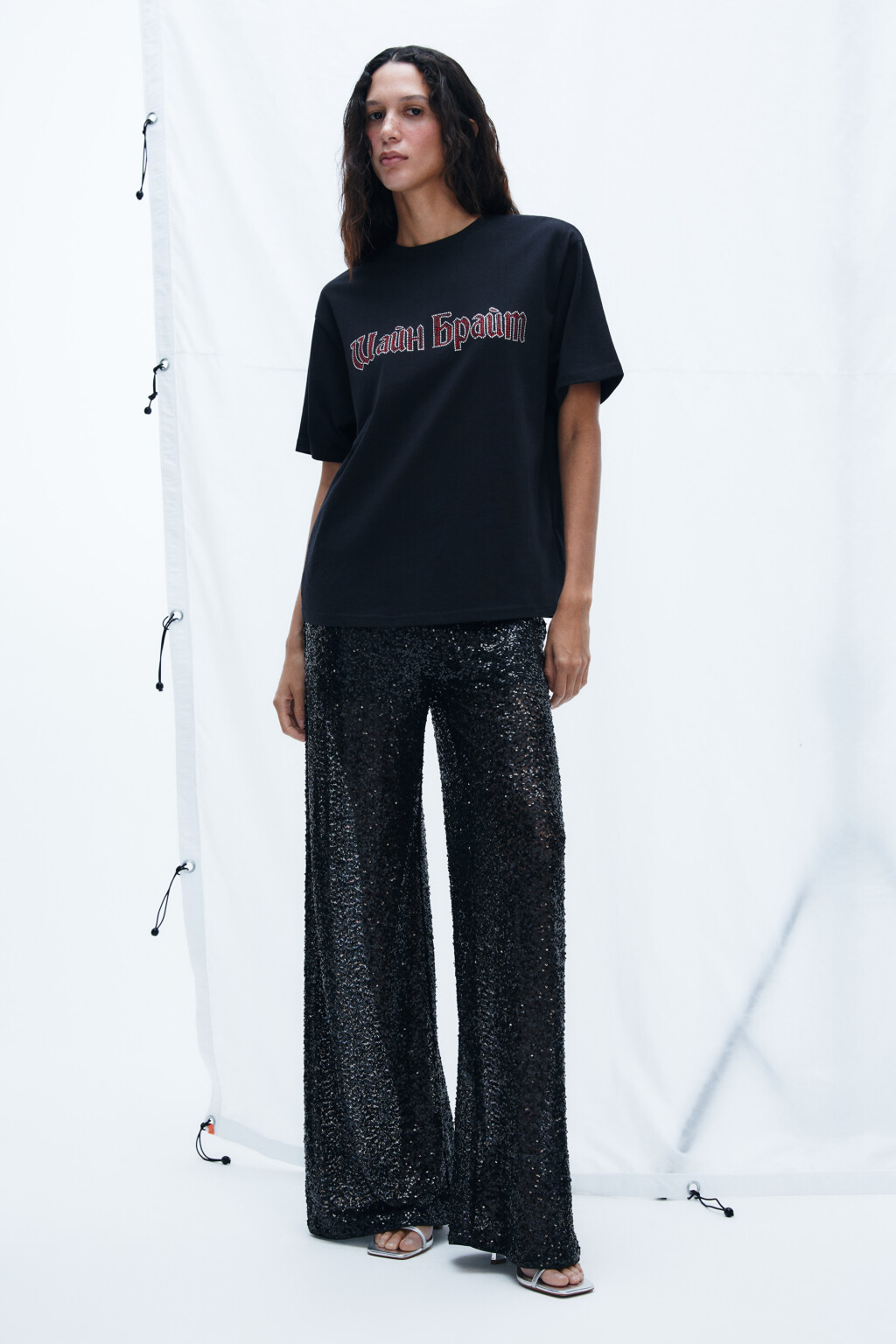 Футболка новогодняя с надписью - цвет черный - 4