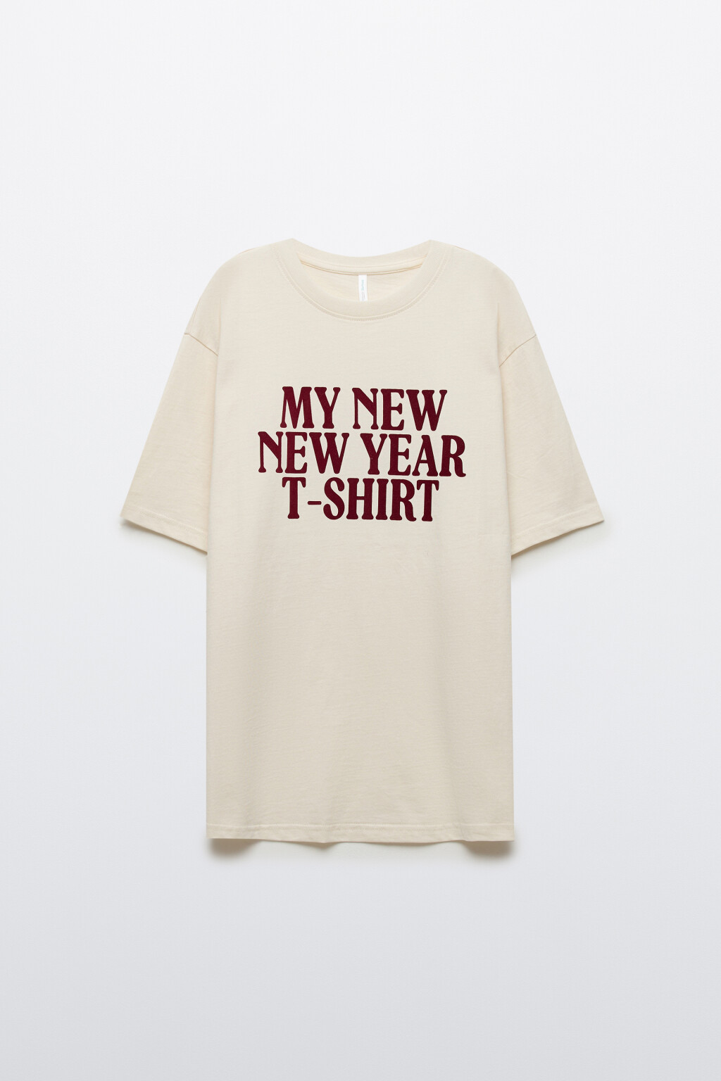 Футболка новогодняя с надписью - цвет бежевый - 7