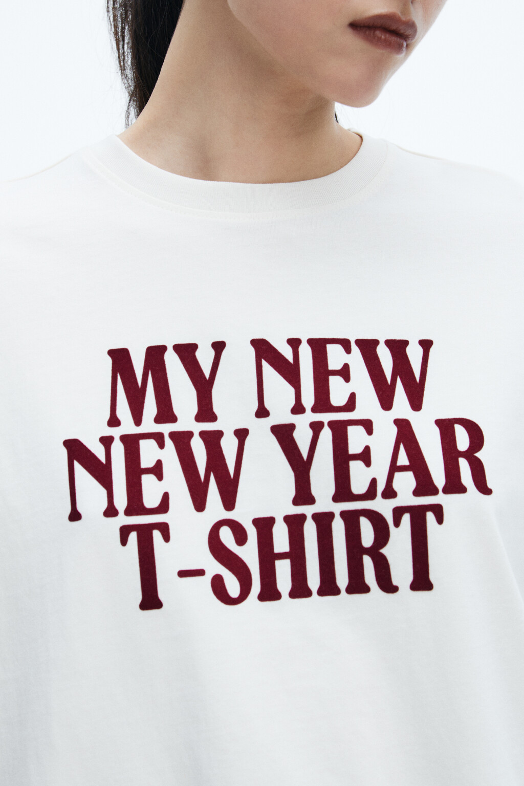 Футболка новогодняя с надписью - цвет бежевый - 5