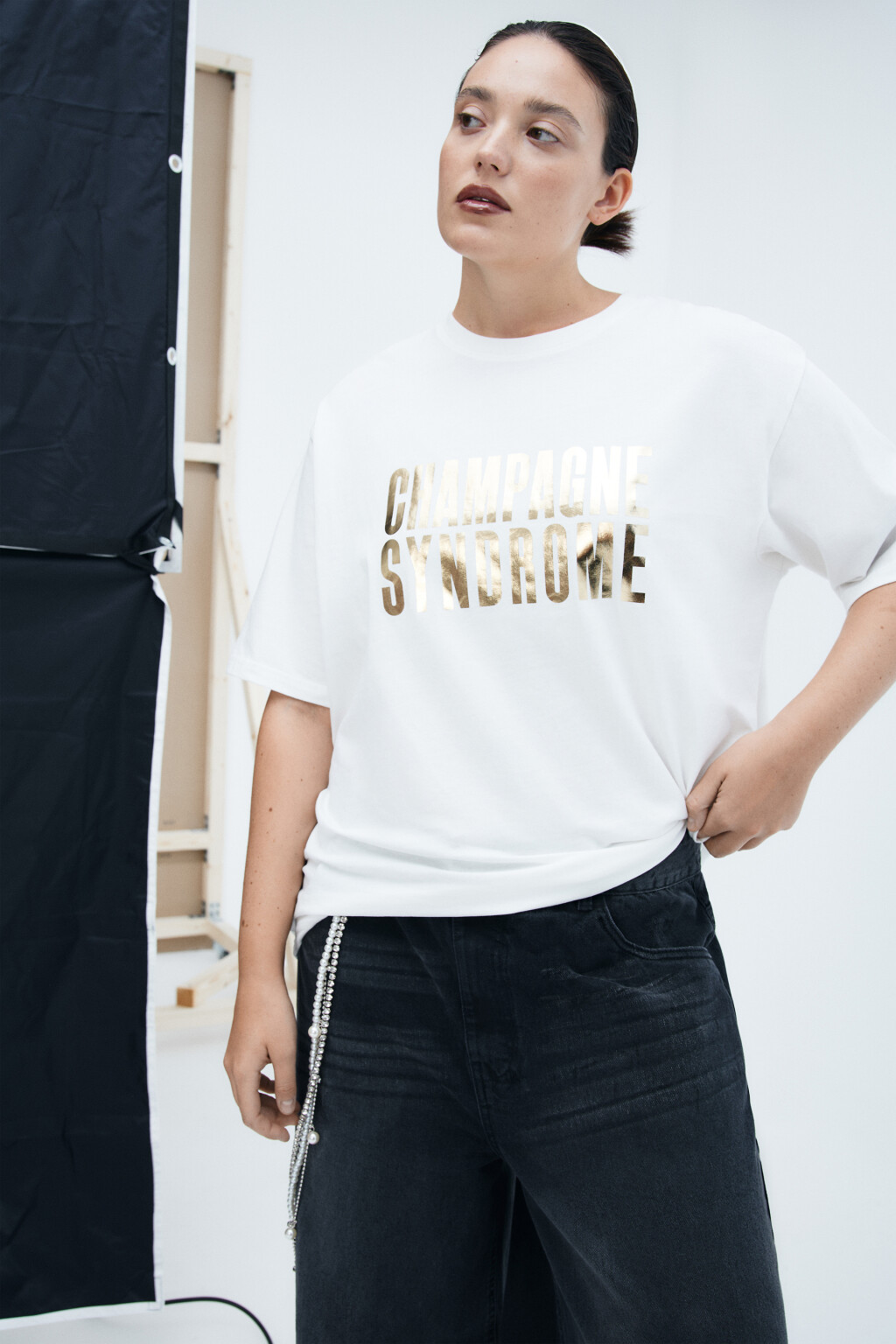 Футболка новогодняя с надписью - цвет белый - 1