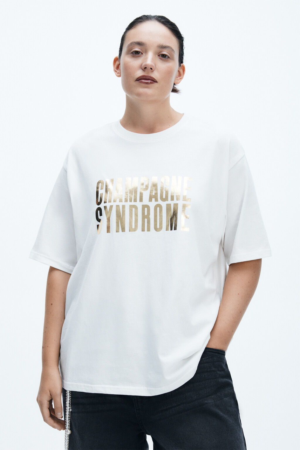 Футболка новогодняя с надписью - цвет белый - 2