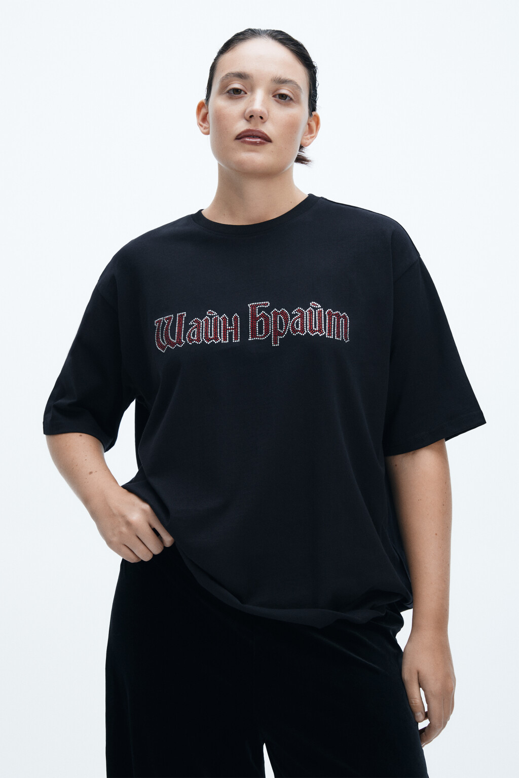 Футболка новогодняя с надписью - цвет черный - 2