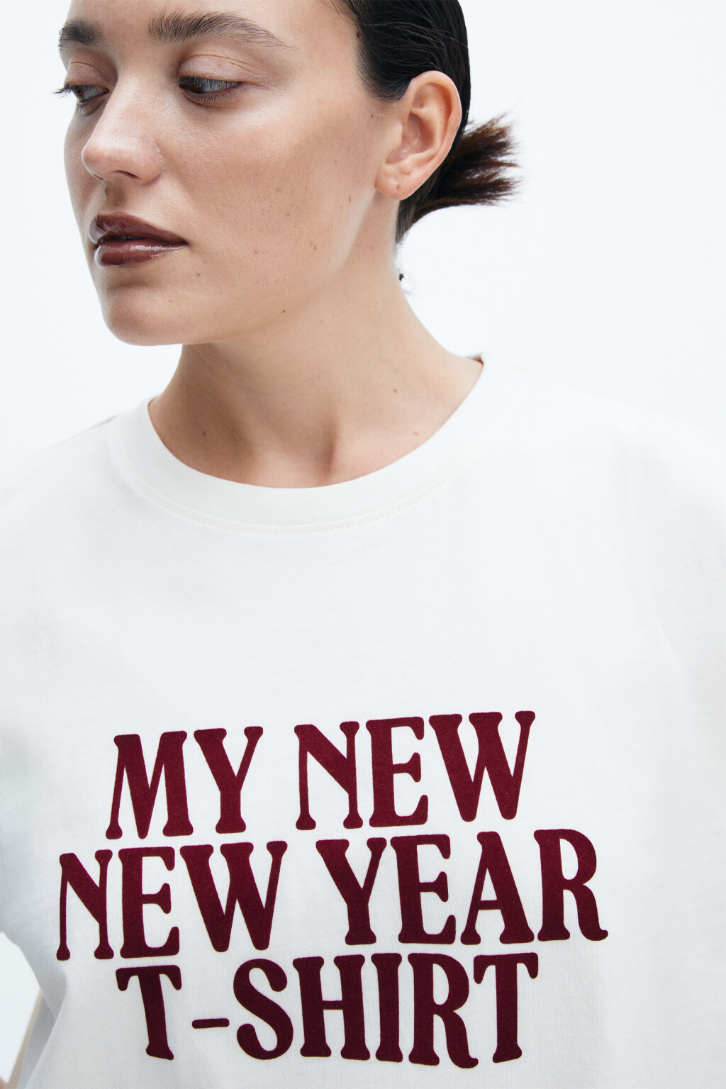 Футболка новогодняя с надписью - цвет бежевый - 5