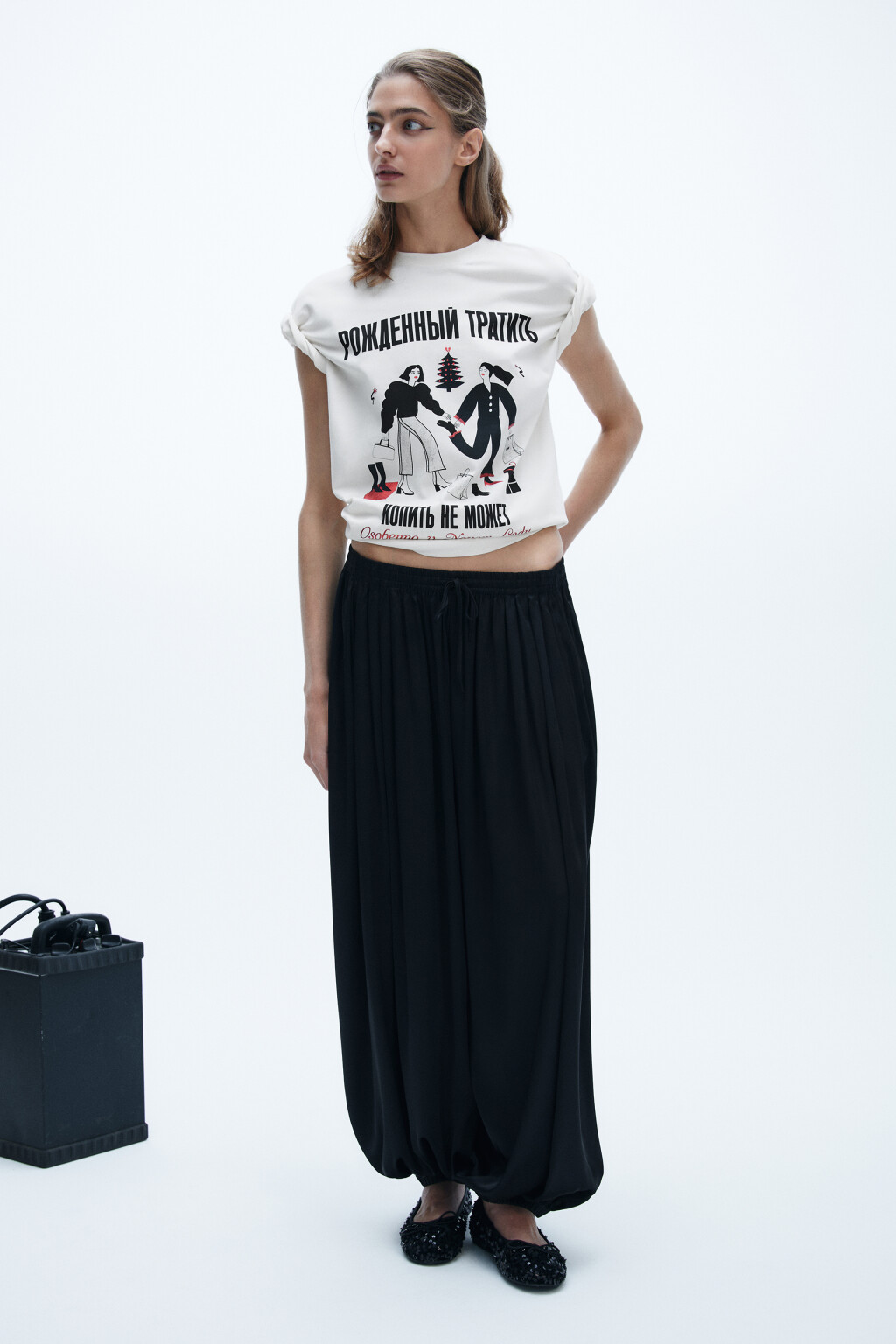 Футболка с новогодним принтом - цвет бежевый - 4