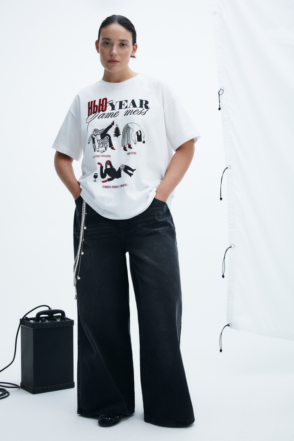 Футболка с новогодним принтом - цвет белый - 4