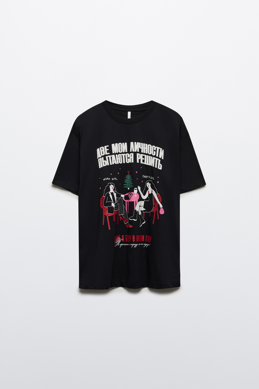 Футболка с новогодним принтом - цвет черный - 7