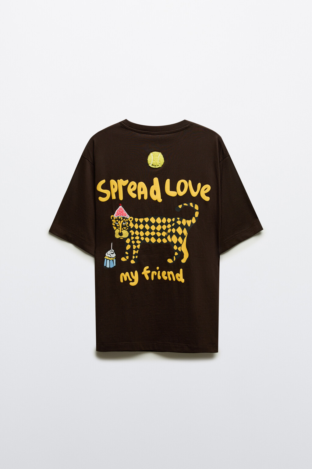 Футболка свободная с принтом - цвет коричневый - 11