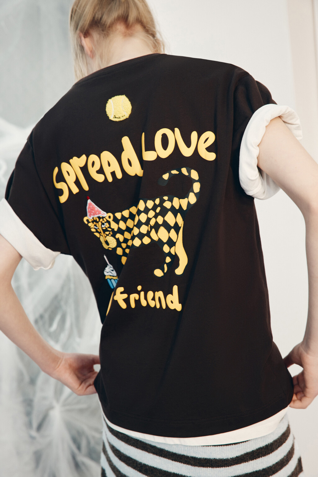 Футболка свободная с принтом - цвет коричневый - 2