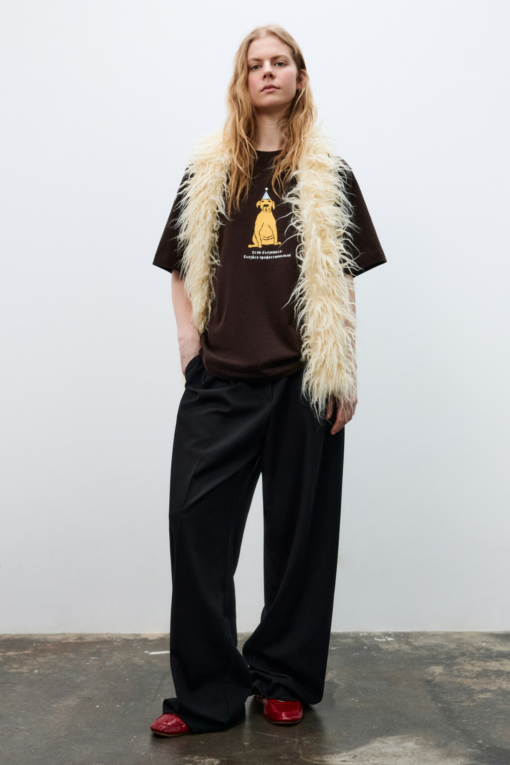 Футболка свободная с принтом - цвет коричневый - 7