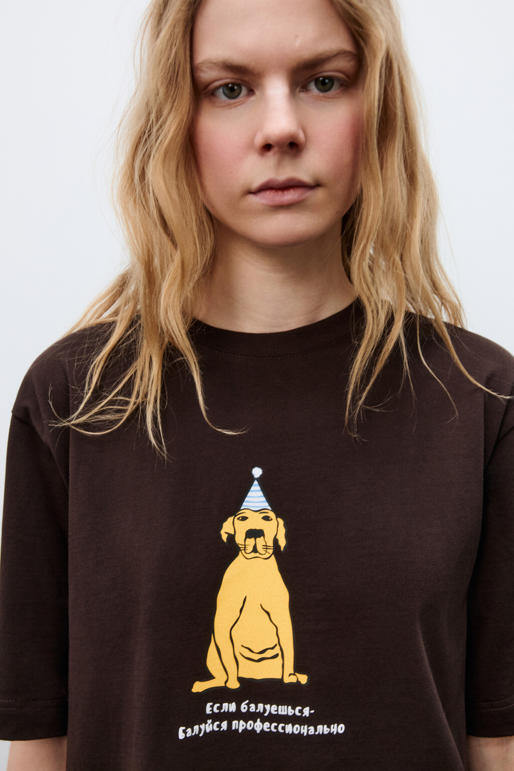 Футболка свободная с принтом - цвет коричневый - 8