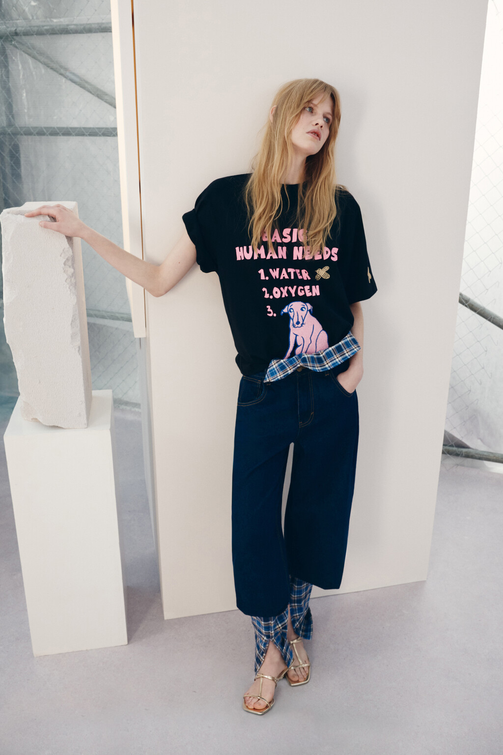 Футболка свободная с принтом - цвет черный - 1