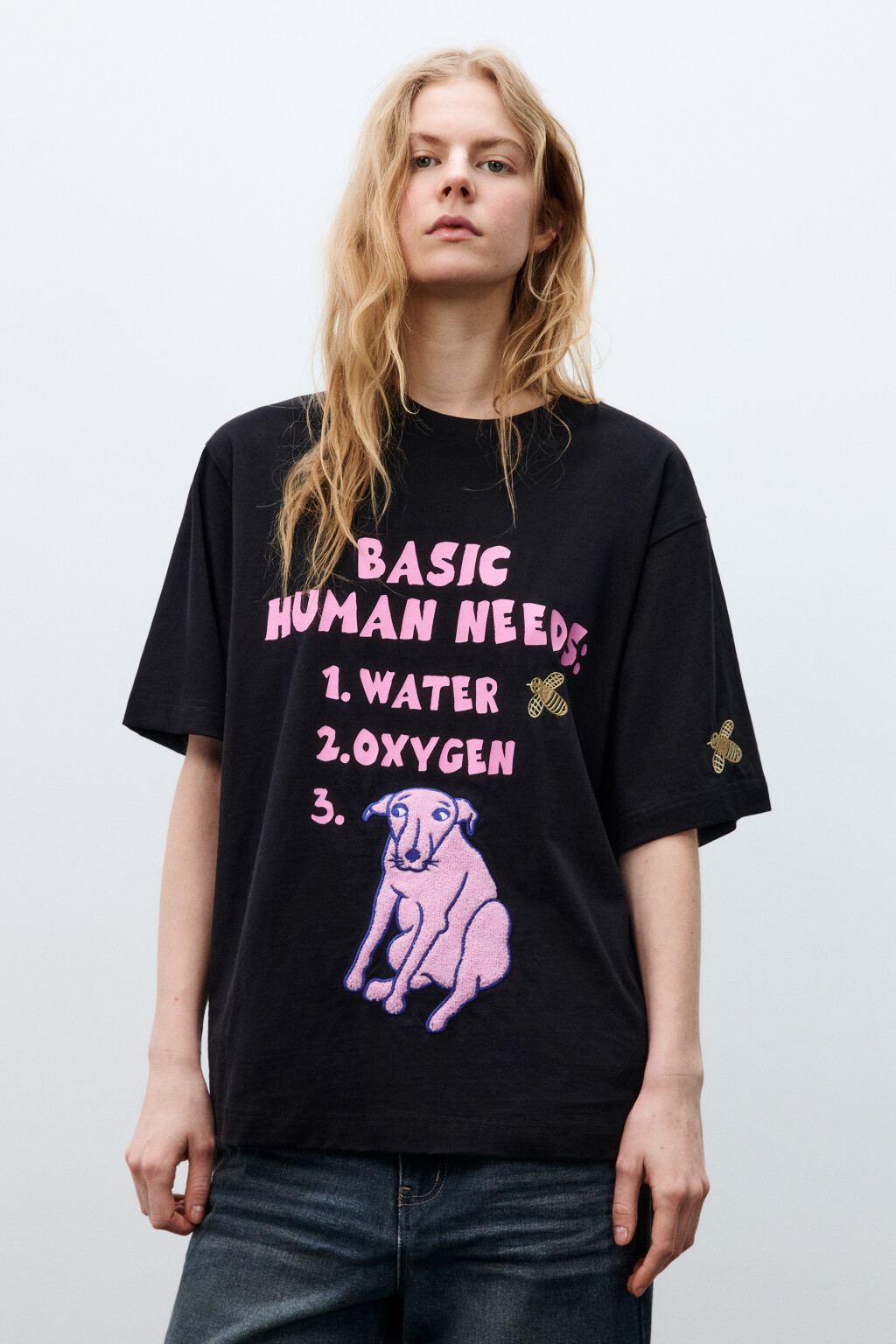 Футболка свободная с принтом - цвет черный - 3