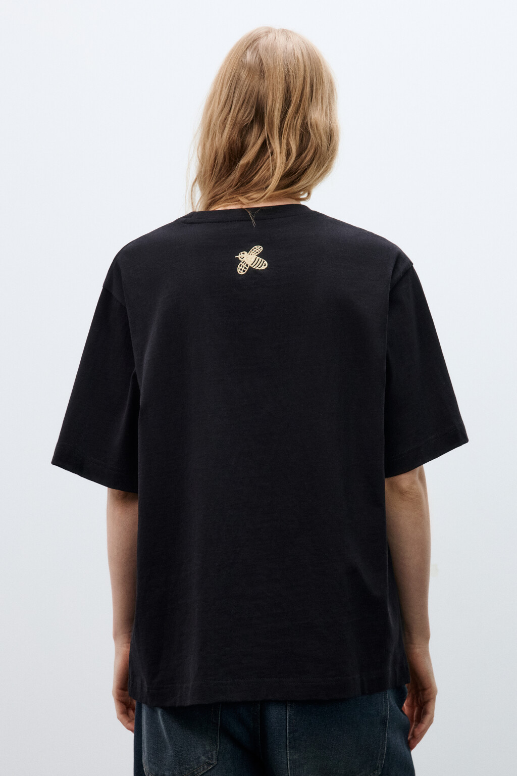 Футболка свободная с принтом - цвет черный - 4