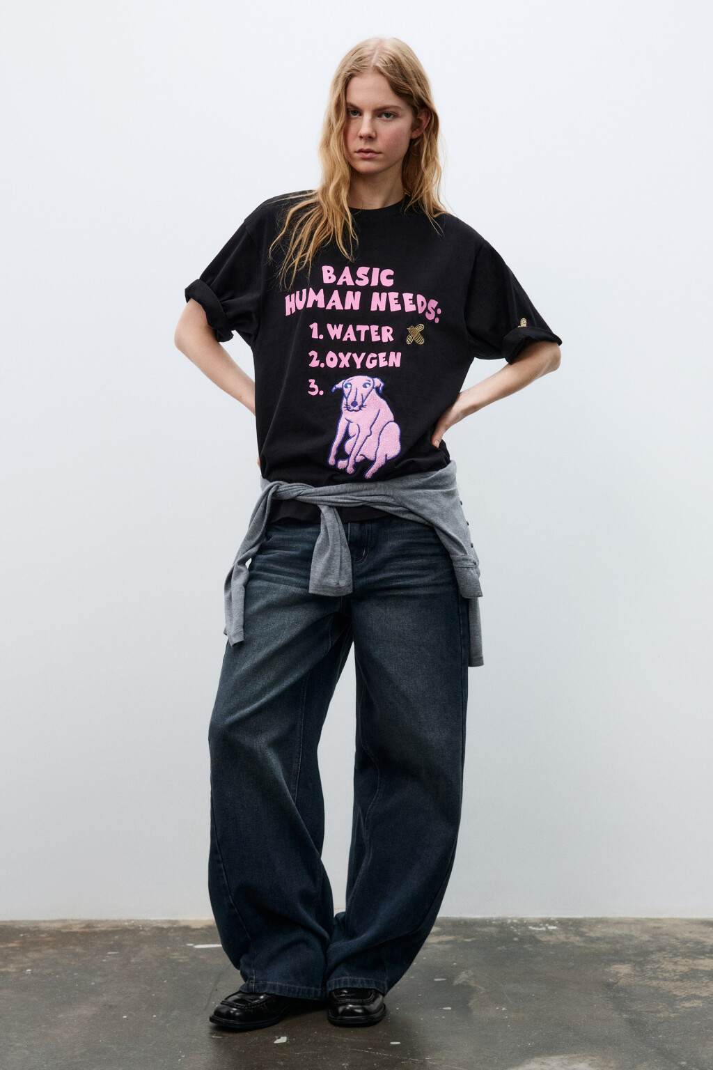 Футболка свободная с принтом - цвет черный - 5