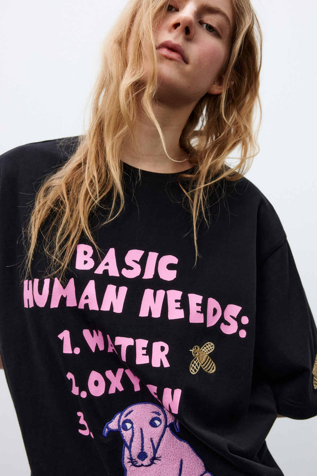 Футболка свободная с принтом - цвет черный - 6