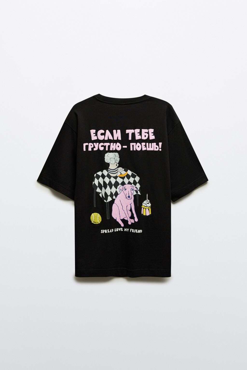 Футболка свободная с принтом - цвет черный - 11