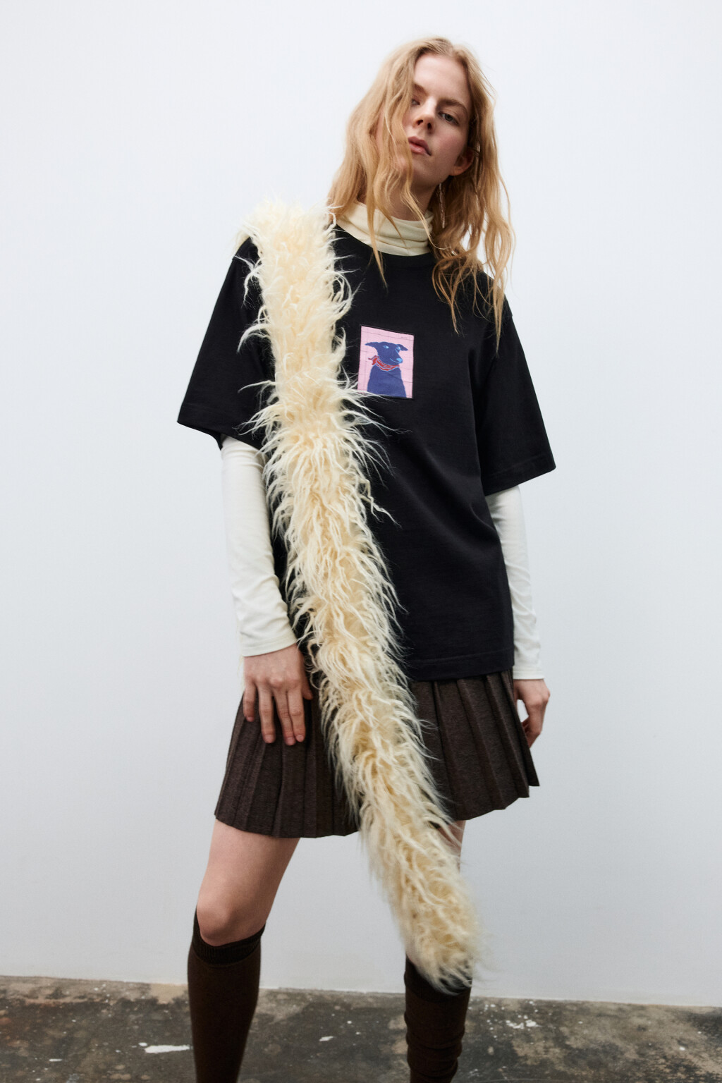 Футболка свободная с принтом - цвет черный - 3