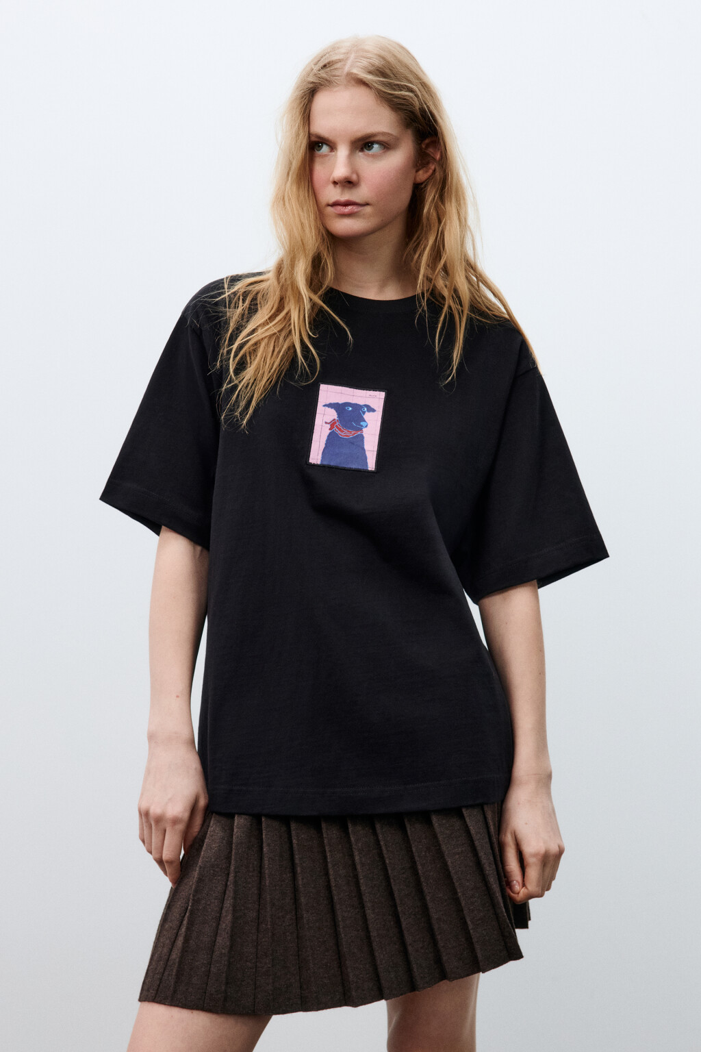 Футболка свободная с принтом - цвет черный - 4