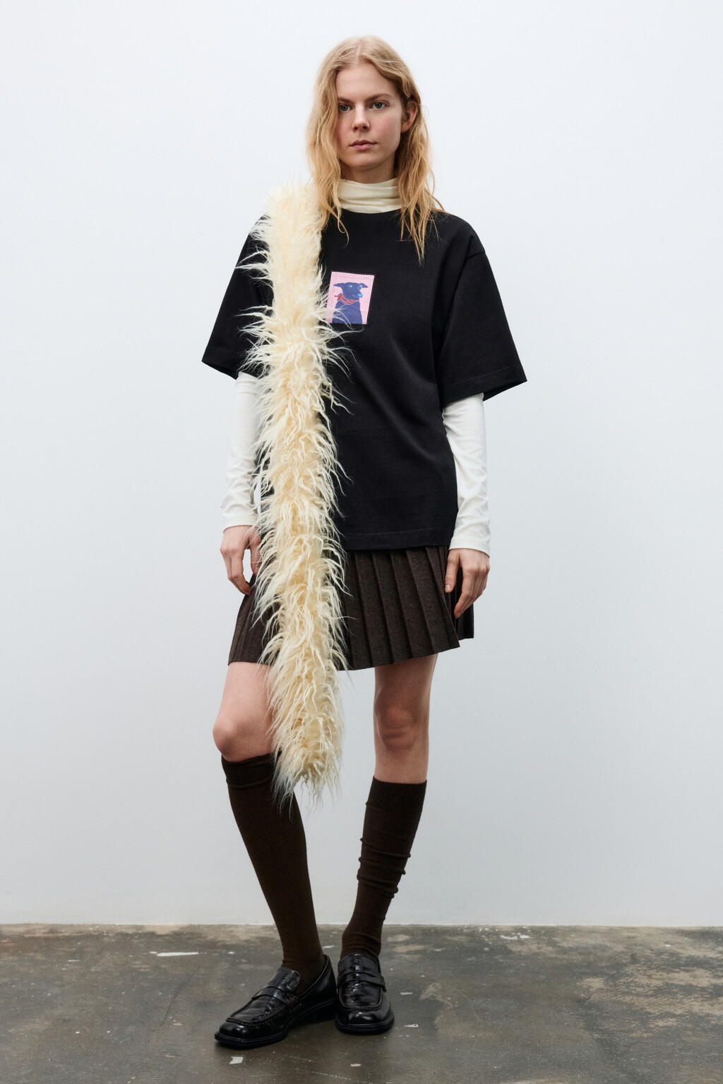 Футболка свободная с принтом - цвет черный - 6