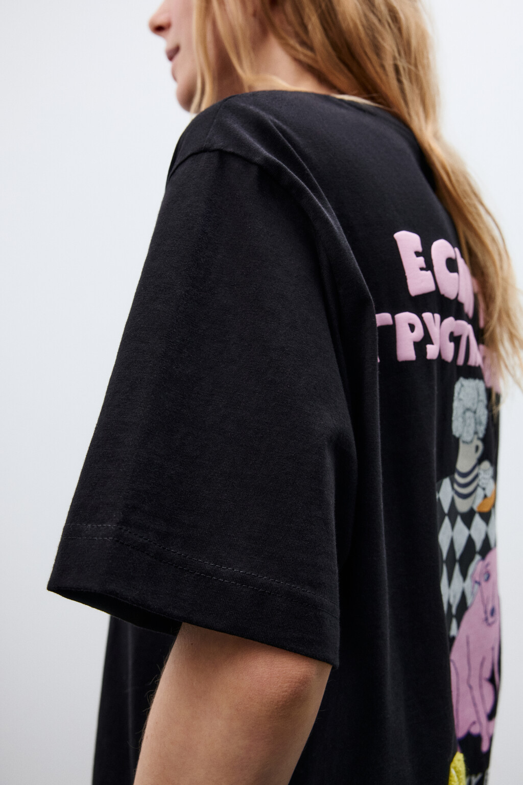 Футболка свободная с принтом - цвет черный - 9
