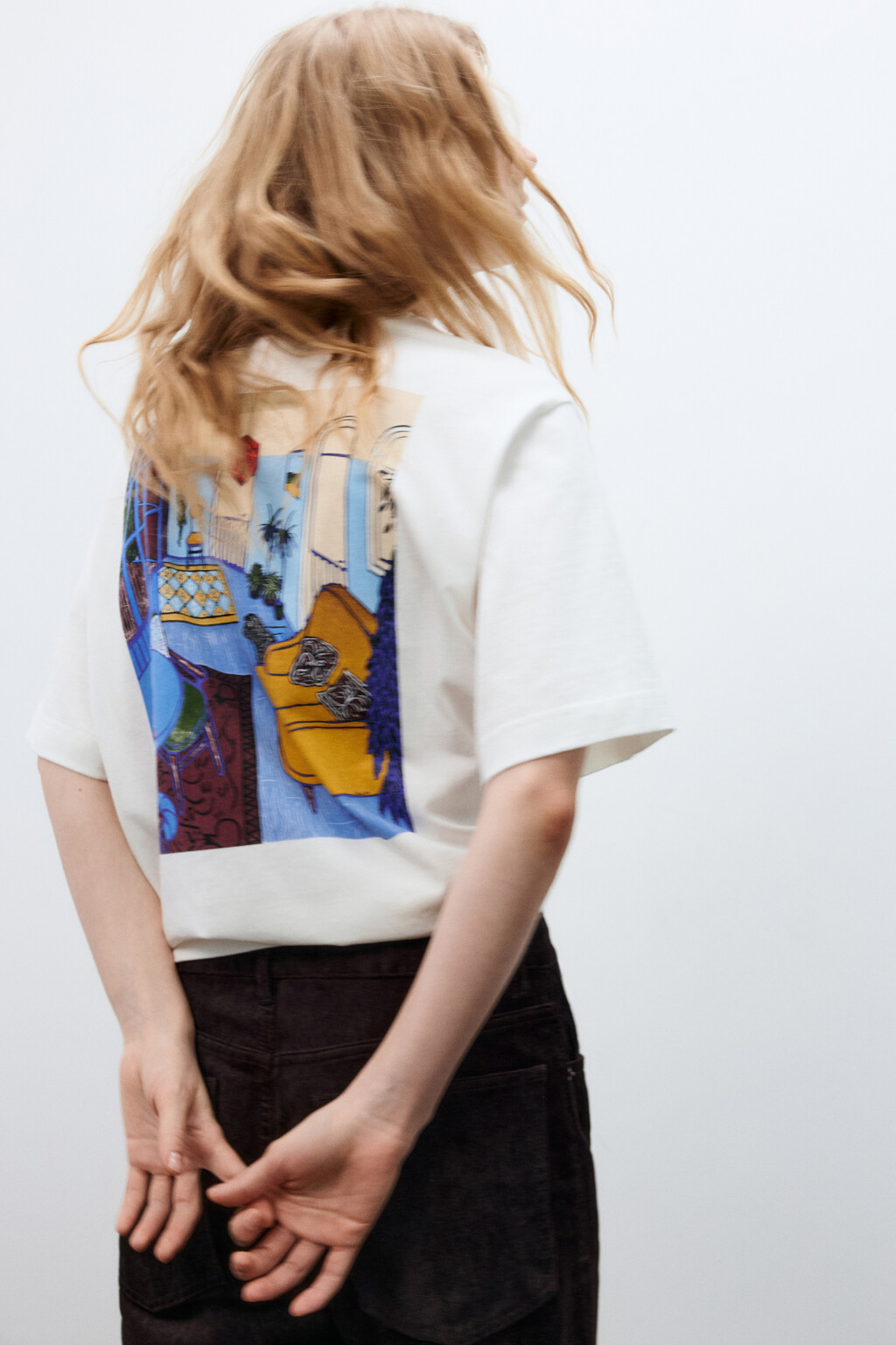 Футболка свободная с принтом - цвет белый - 3