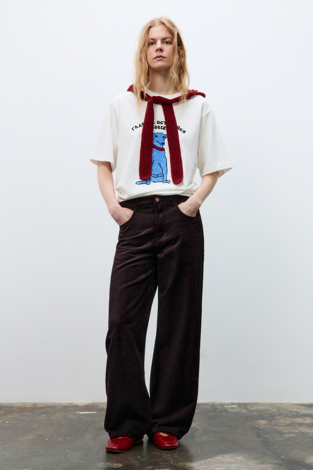 Футболка свободная с принтом - цвет белый - 7