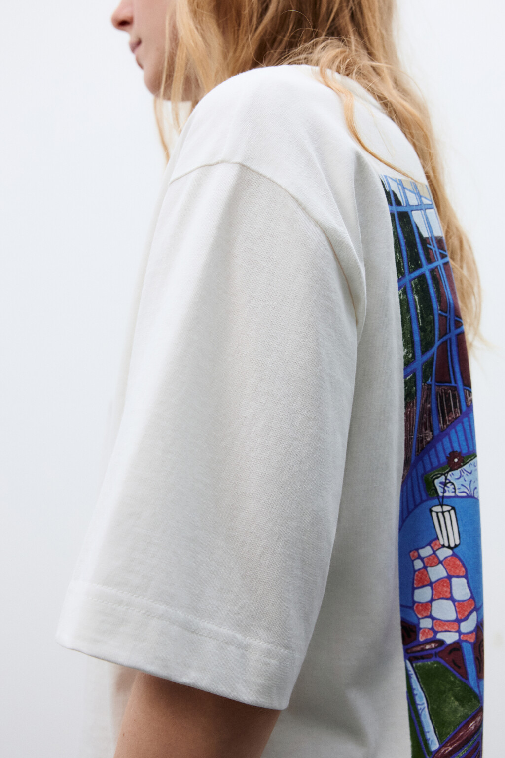 Футболка свободная с принтом - цвет белый - 10