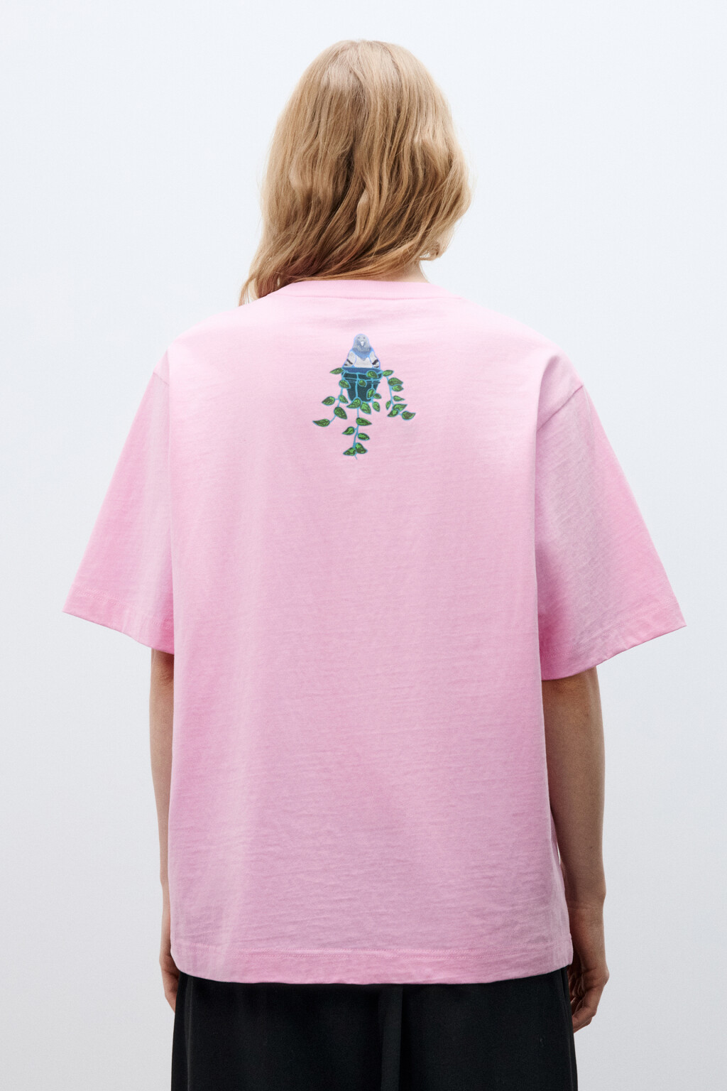 Футболка свободная с принтом - цвет розовый - 5