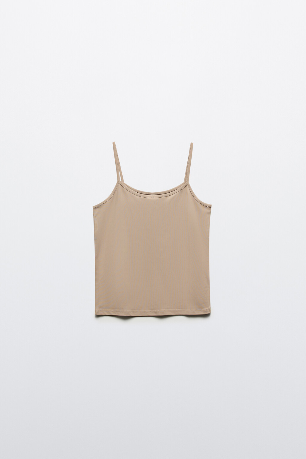 Майка гладкая на тонких бретельках - цвет бежевый - 7