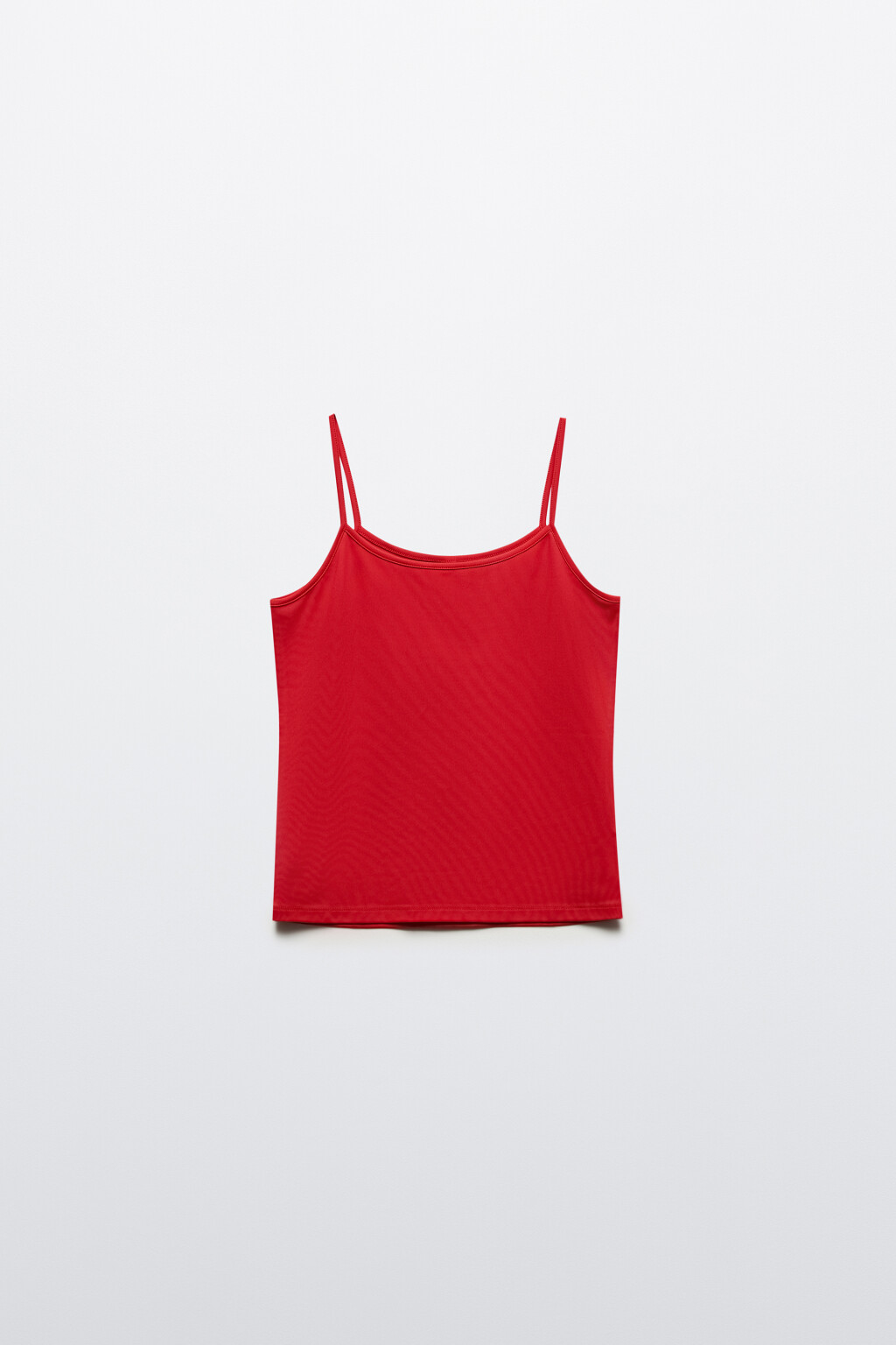 Майка гладкая на тонких бретельках - цвет красный - 7