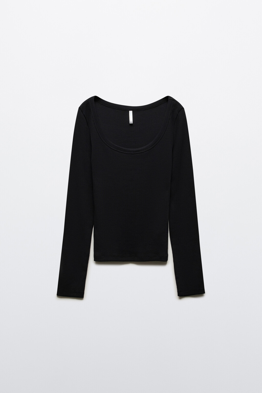 Лонгслив облегающий в рубчик - цвет черный - 7