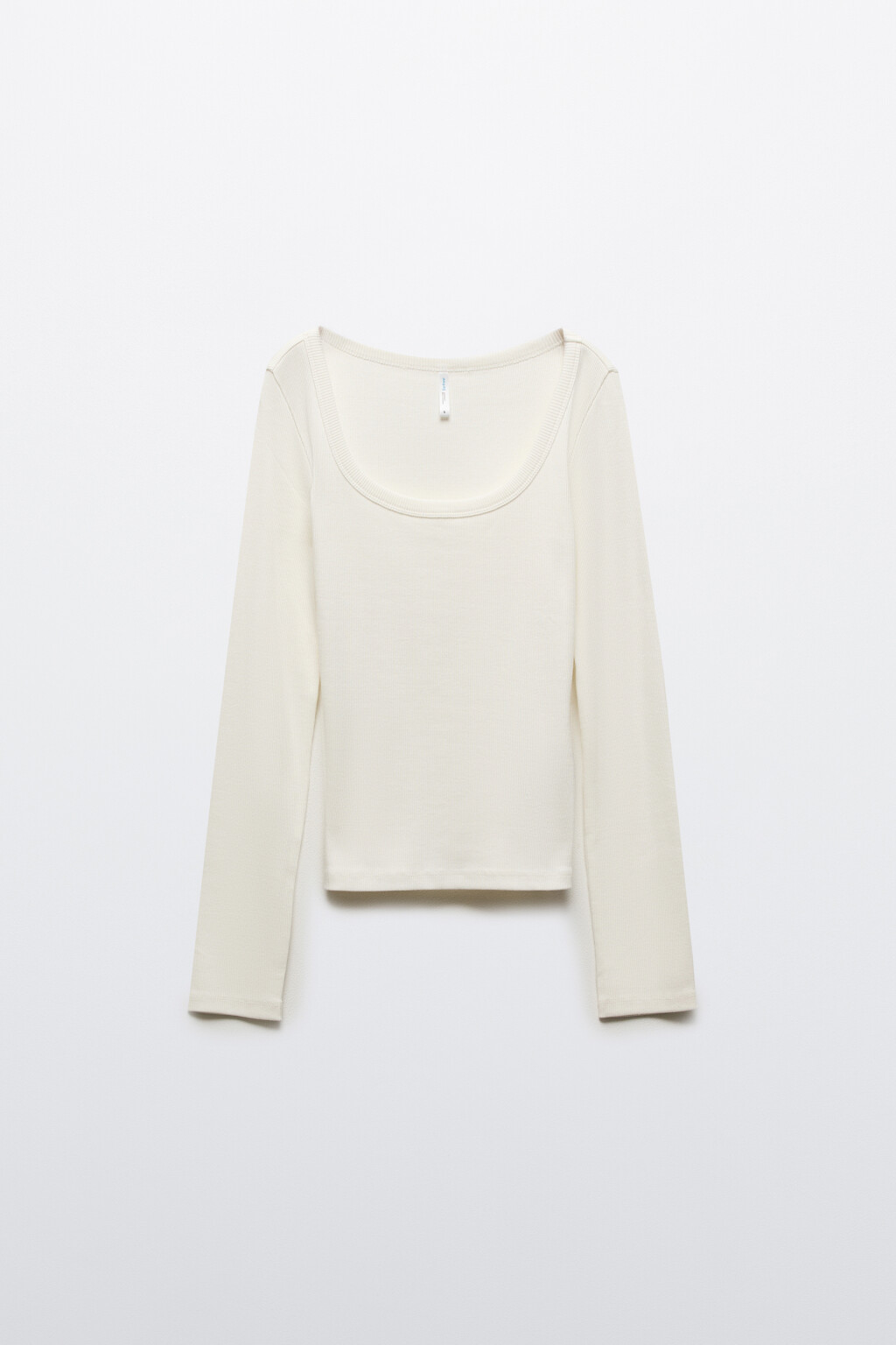 Лонгслив облегающий в рубчик - цвет молочный - 7