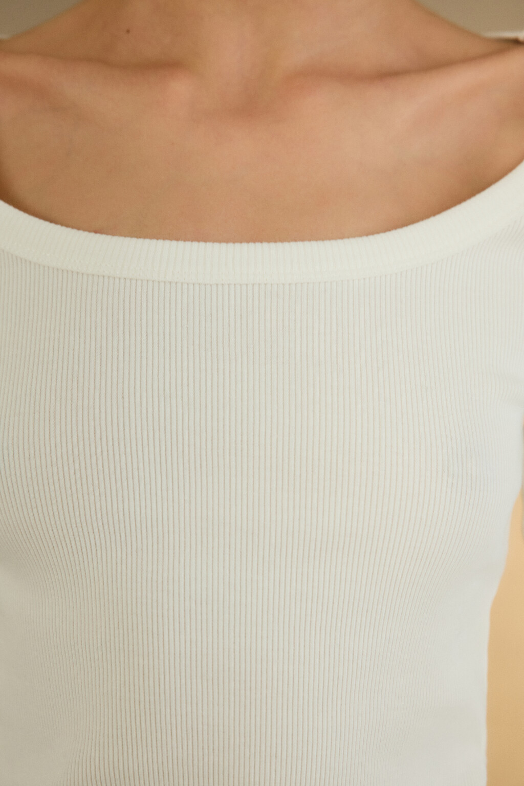 Лонгслив облегающий в рубчик - цвет молочный - 5