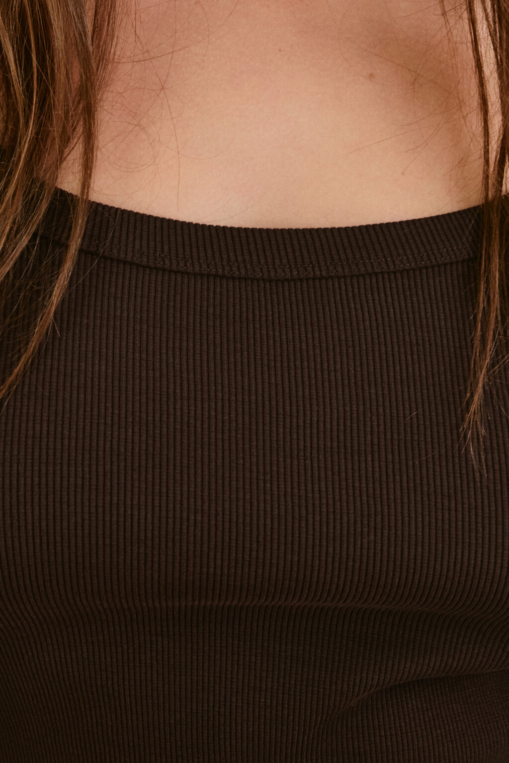 Лонгслив облегающий в рубчик - цвет коричневый - 6