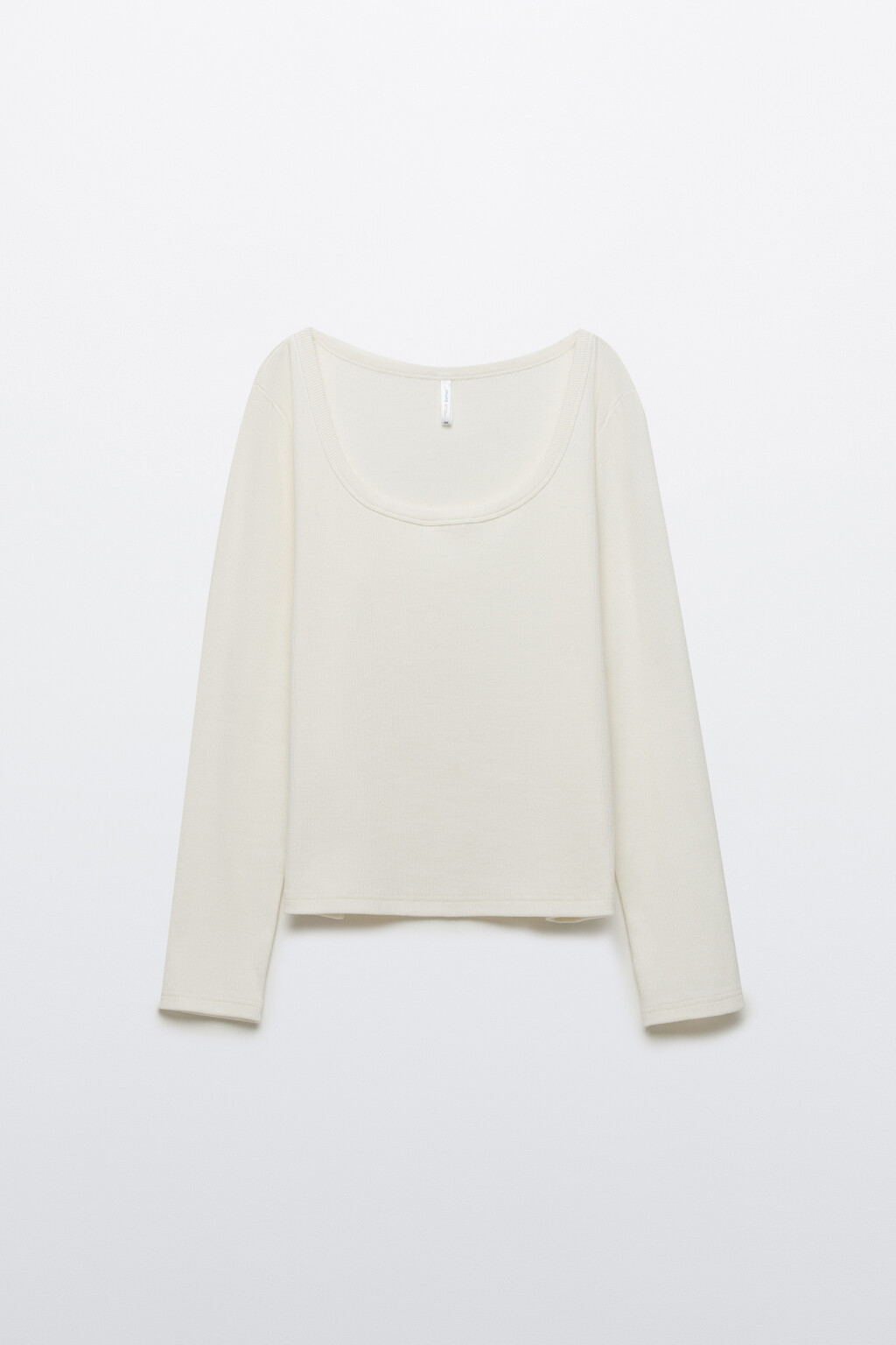 Лонгслив облегающий в рубчик - цвет молочный - 7