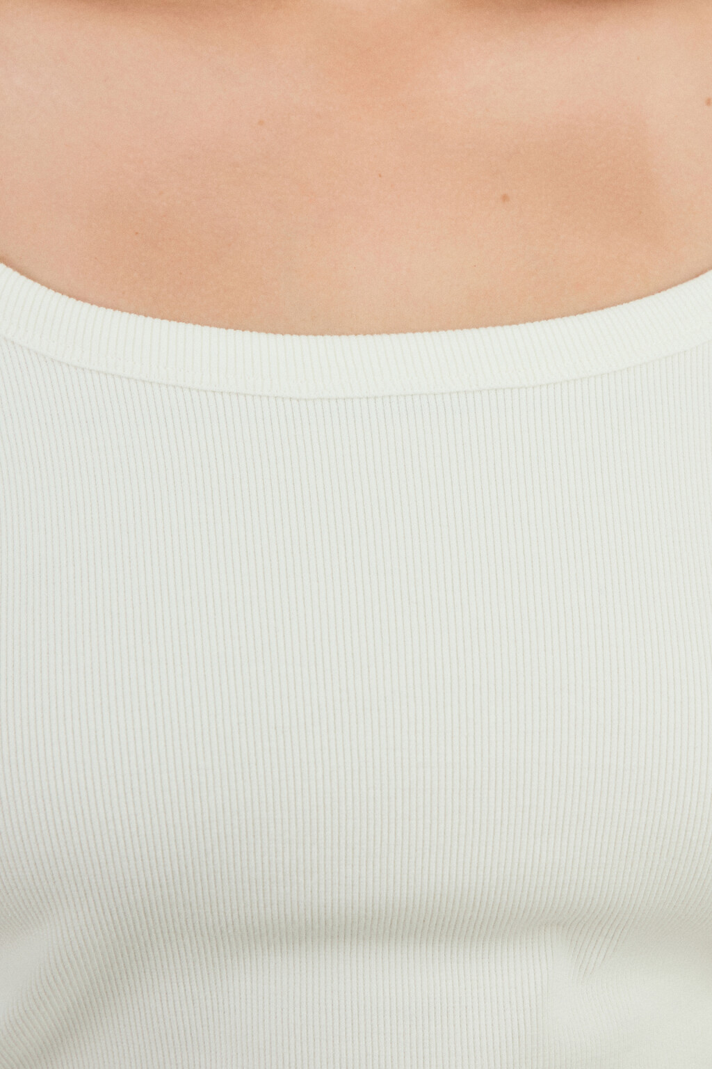 Лонгслив облегающий в рубчик - цвет молочный - 5