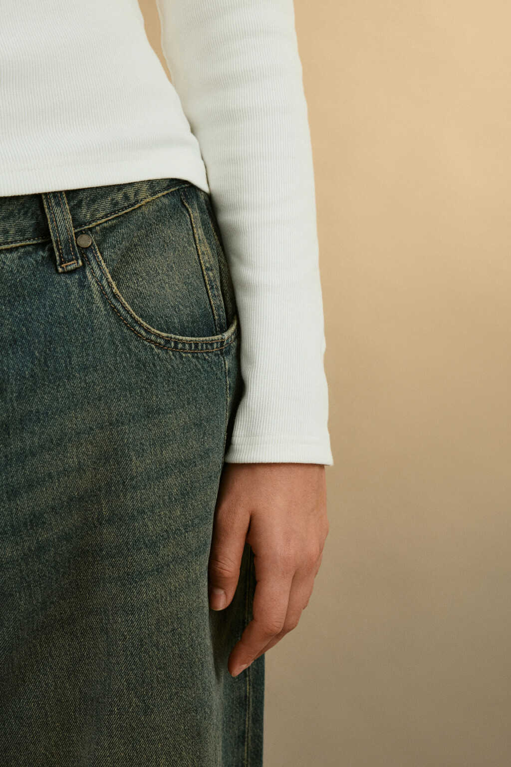 Лонгслив облегающий в рубчик - цвет молочный - 6