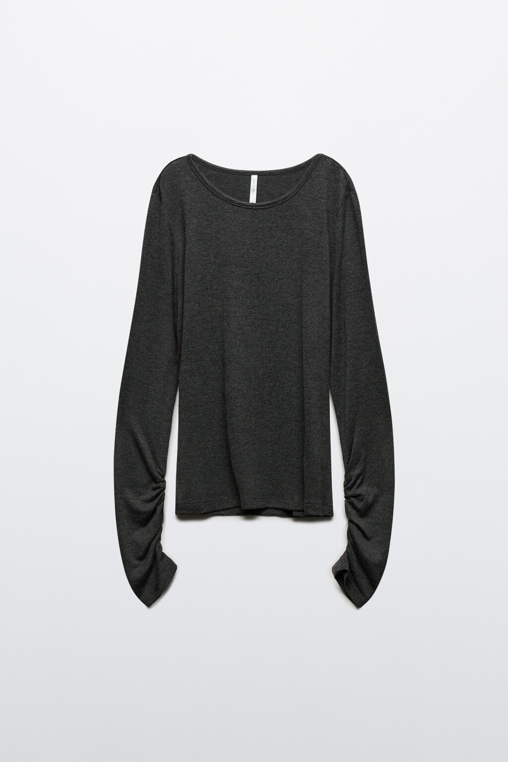 Лонгслив с драпировками на рукавах - цвет серый - 5