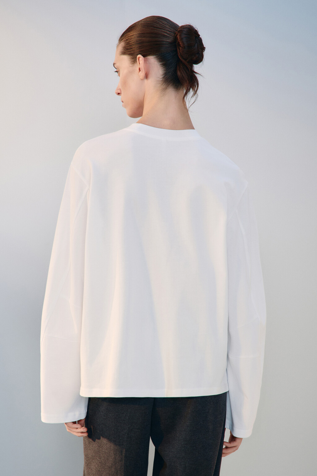 Лонгслив oversize из хлопка - цвет белый - 3