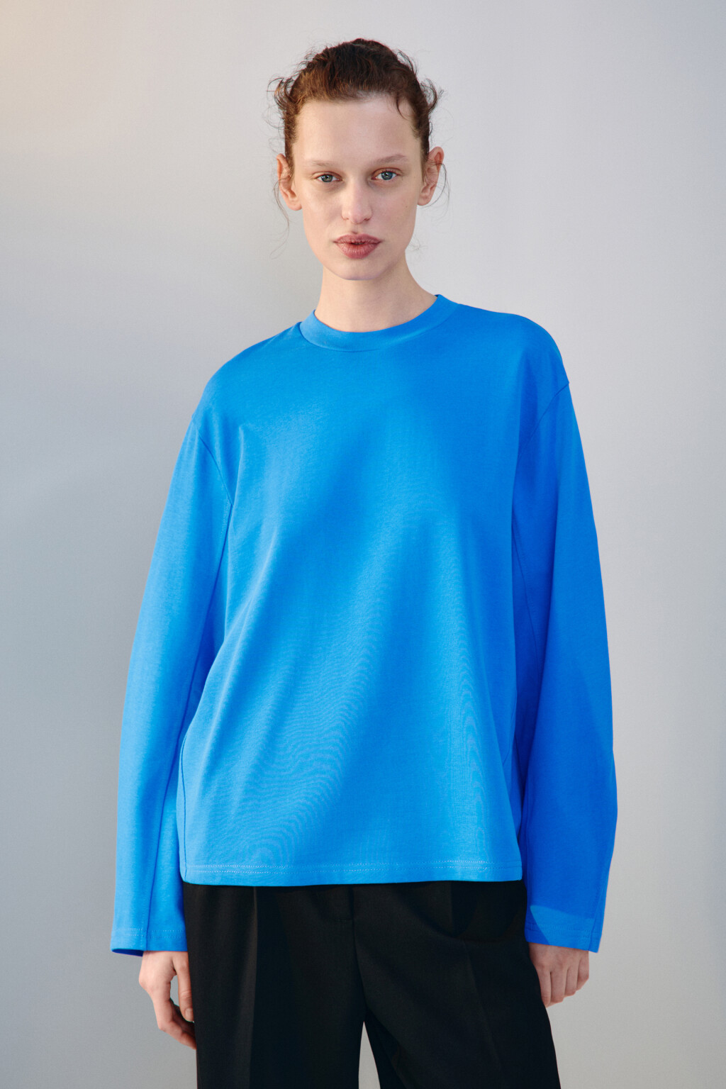 Лонгслив oversize из хлопка - цвет синий - 2