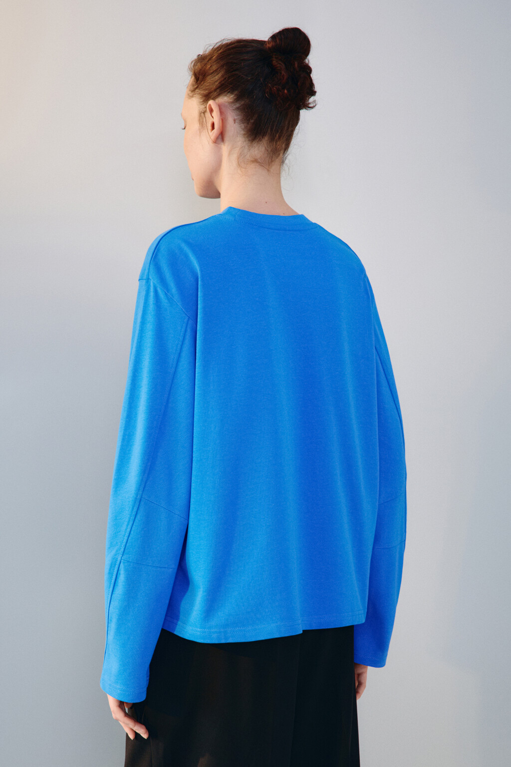 Лонгслив oversize из хлопка - цвет синий - 3