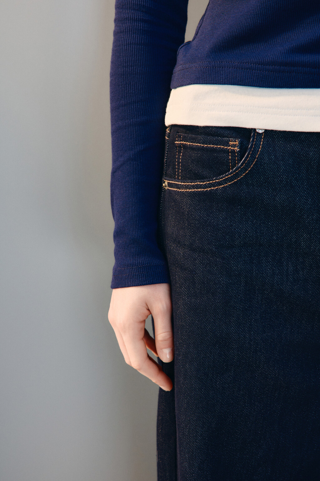 Лонгслив двуслойный с застежкой - цвет синий - 6