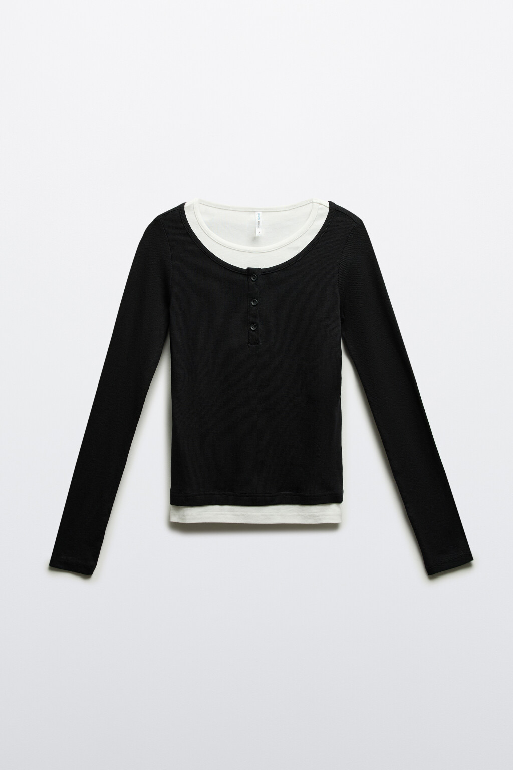 Лонгслив двуслойный с застежкой - цвет черный - 7